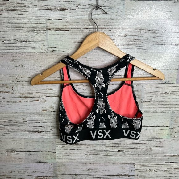 VSX Victoria Secret Sports Bra Racerback Zebra Black White Pink Size small - Picture 5 of 8